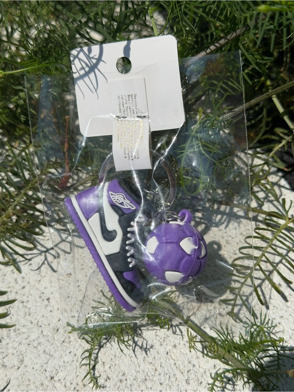 Purple Sneaker Keychain with Mini Ball Charm - Unbranded